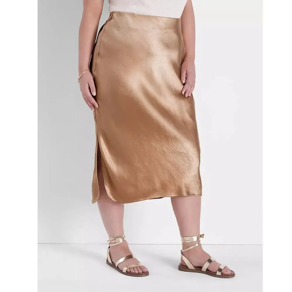 Lane Bryant Satin Shirttail Hem Slip Skirt Plus Size 26 New - Picture 1 of 11